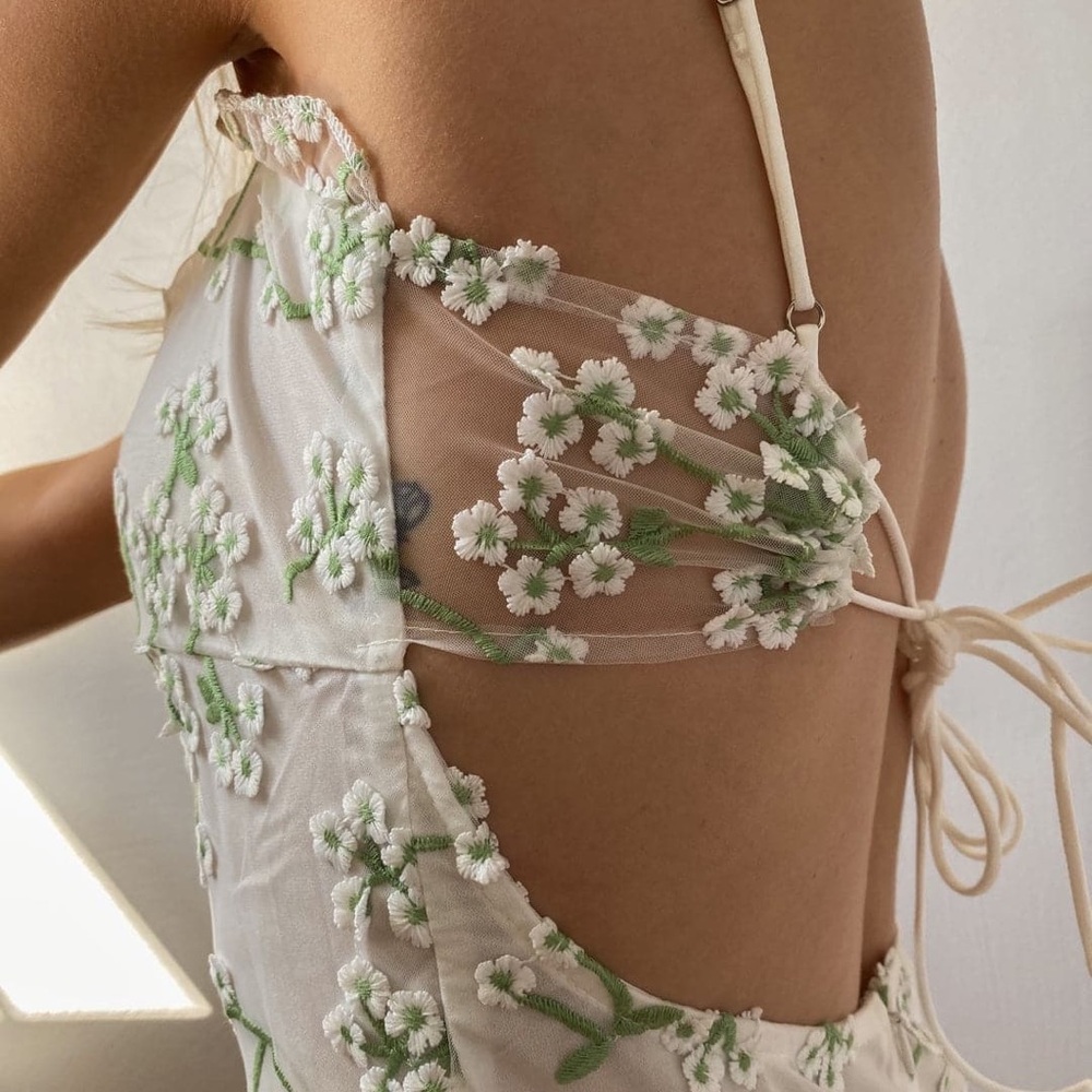 Croatian Coast White Floral Mini Dress